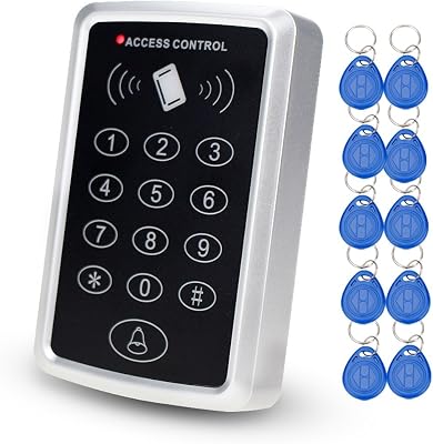 LIBO 125KHz RFID Standalone Access Control Keypad Access Controller Reader 1000 Users with 10 RFID Keychains for Door Lock Entry Security System