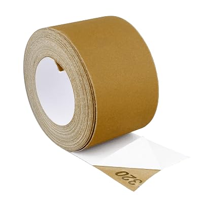 ABN Adhesive Sticky Back 320-Grit Sandpaper Roll 2-34in x 20 Yards Aluminum Oxide Golden Yellow Longboard Dura PSA