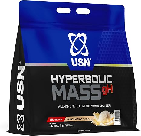 USN Hyperbolic Mass gH: All-in-One Mass Gainer Protein Powder for Fast Effective Weight and Muscle Gain Pre- and Post-Workout Weight Gainer Complex Vanilla 6 kg