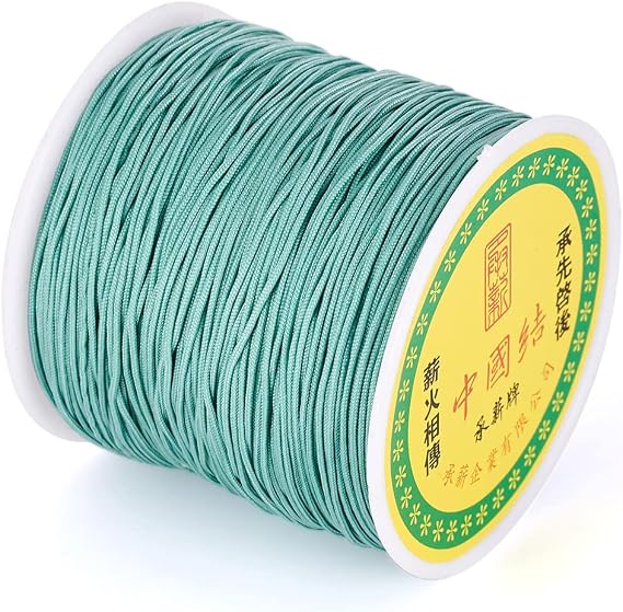 Cheriswelry 100yards/roll 0.8mm Braided Nylon Cord Threads Dark Sea Green Chinese Knotting Cord Jewelry Beading Cords String for DIY Craft Kumihimo Macrame Bracelets Making Supplies