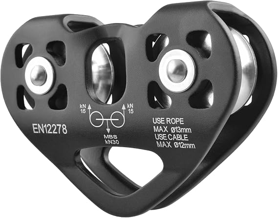 TRIWONDER 30kN Zipline Pulley 6700LBS Zip Line Tandem Dual Trolley Kit for Cable & Rope Heavy Duty for Rescue Climbing Hauling Backyard Zipline Mountaineering Rigging