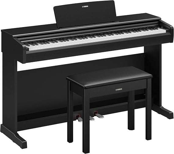 Yamaha Arius Series 88-Key Weighted Digital Piano Keyboard for Beginners, Full Size, Grand Piano Sound, 3-Pedal Unit, Bench Included, Classic Upright Design in Black, YDP-146B
