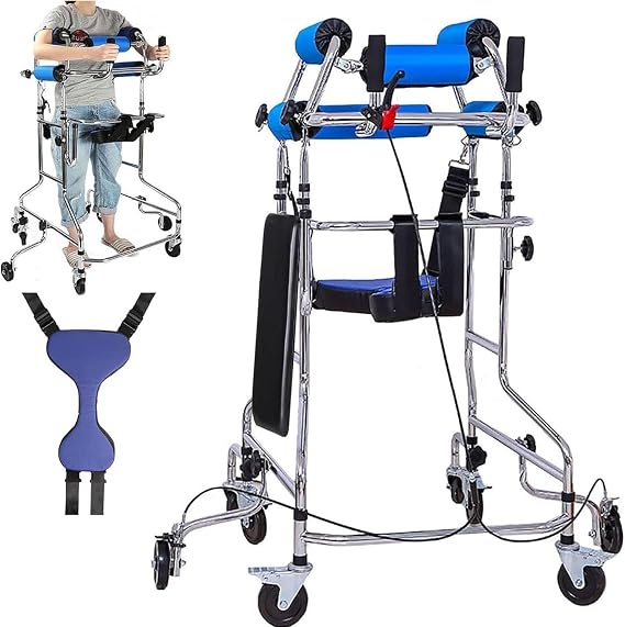 ZenSeFarin Rollator Walker for Seniors,Stroke Hemiplegia Rehabilitation Standing Frame,Adult Walker Walking Aid with Adjustable Height,for The Disabled Lower Limb Training Women's 