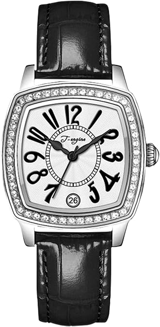 Luxury Women's Watch with Genuine Leather Strap, Diamond Inlay | Fashion Vintage Design