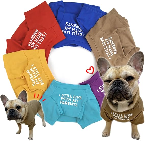24HOURS Simple Pet T-Shirt Summer Spring Daily T-Shirt French Bulldog French Bulldog Colorful Dog Clothes Neck Circumference 40 cm XL Size, CUTE×Red