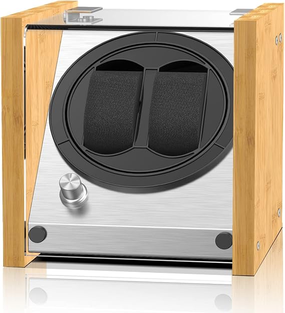 Watch Winder Smith made of Bamboo and Metal for 2 Watches WWS-B1BAM