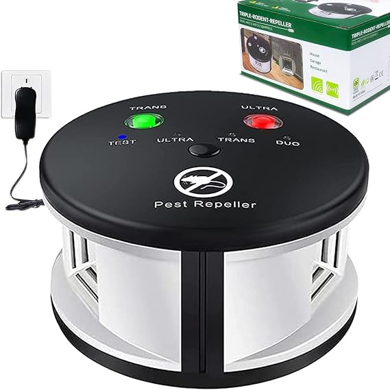 Ultrasonic Pest Repellent Plug-in,Electronic Mouse Repellent,Pest Control Squirrel,Mice,Roach, Ant,Rat, Bat for House Garage Warehouse RV, Black