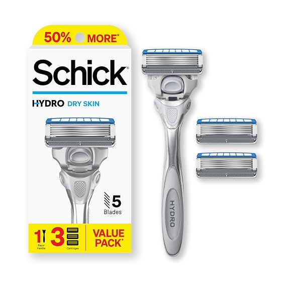 Schick Hydro Advanced Hydration 5-Blade Razors for Men, 1 Handle, 3 Refills