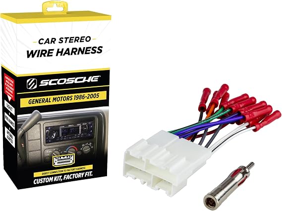 Scosche GM2AB Car Radio Wiring Harness and Antenna Adapter Compatible with Select 1986-05 GM, Buick, Cadillac, Chevy, GMC, Oldsmobile, Pontiac, Saturn Vehicles - Aftermarket Stereo Receiver Wire Kit