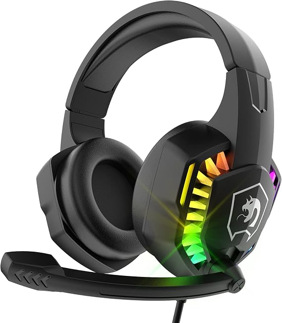 ZIYOU LANG CY907 Wired Gaming Headset with Rainbow RGB Backlight-Black | Retractable,Noise Isolating Microphone,Stereo Sound,Deep Bass,Memory Foam Earmuff,Over Ear Headphone for PS4 PC Win Mac Music