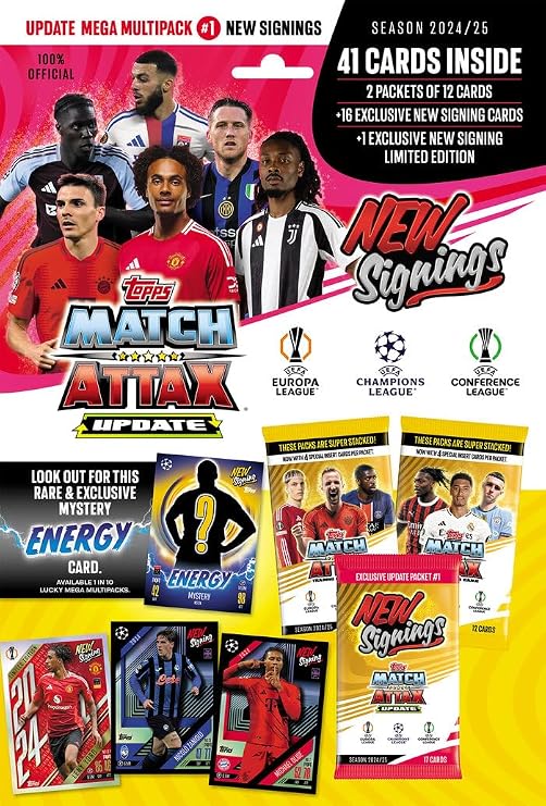 Topps Match Attax 24/25 - Update Mega Multipack #1 - Resignings! 41 Match Attax Cards, Including 16 New Signings and an Exclusive LE!