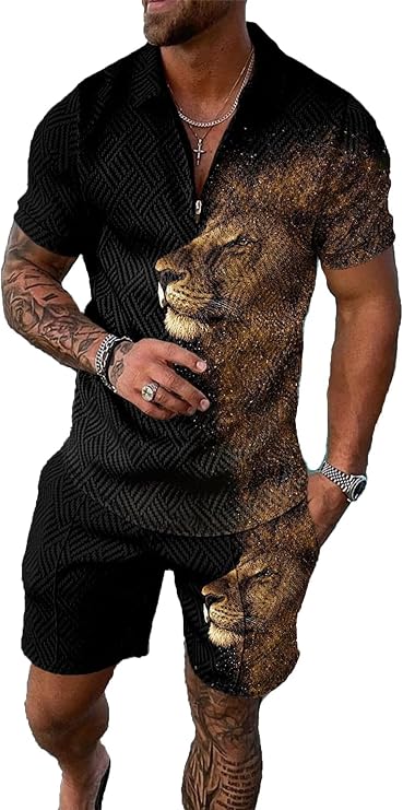 BIRW Mens Track Suits 2 Piece Summer Short Sets Outfits Fashion Polo Shirt Casual Short Sleeve and Shorts set