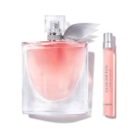 Lancome La Vie Est Belle Eau de Parfum Women's Perfume Set - Long Lasting Fragrance with Notes of Iris, Patchouli, Warm Vanilla & Spun Sugar - Includes Full Size 3.4 Fl Oz & Travel Size 0.34 Fl Oz
