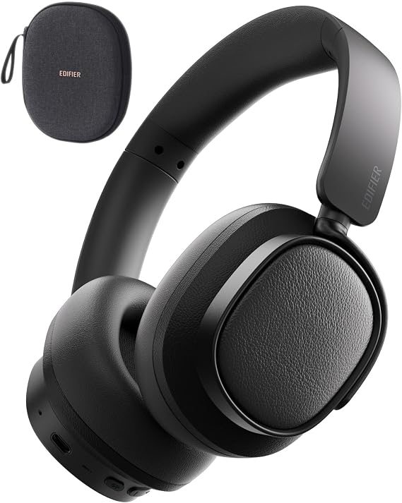 Edifier ES850NB Active Noise Cancelling Over-Ear Headphones, Black | 92H Playtime, Wired & Wireless Hi-Res Audio, Fast Charging, Clear Calls for Home Office Travel