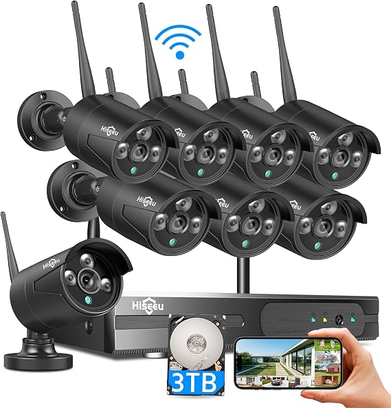 Hiseeu Wireless Security Camera System, Plug-in Home Security Camera