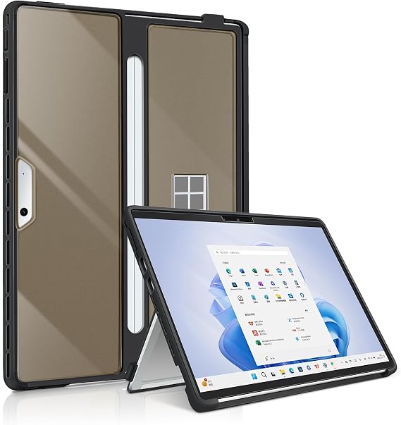 Case for Microsoft Surface Pro 11/10/9/8 13-Inch, All-in-one Rugged Case Compatible with Type Cover Keyboards, (Grey)