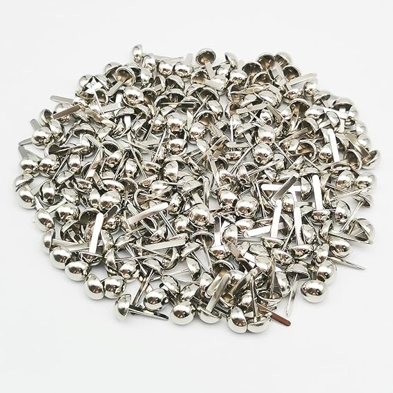 300 Pack Paper Fasteners Brads Round Fasteners for Art Crafting School Project Decorative Scrapbooking Crafts Making DIY Supplies 8 x 15mm (Silver)