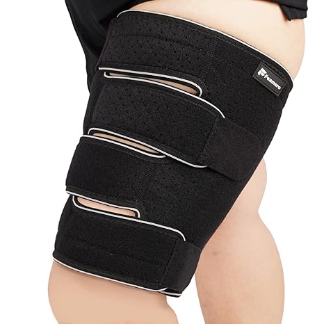 Plus Size Thigh Compression Wrap for Lymphedema & Swelling Relief, Adjustable Thigh Sleeve for Circulation & Muscle Recovery, Support for Men and Women (Short, L)