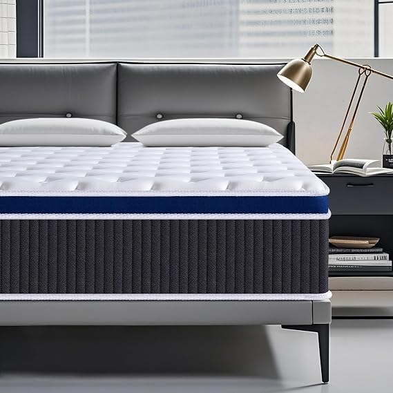 SEZMOONSI King Size Mattress, Gel Memory Foam King Mattresses 5FT, Hybrid Pocket Spring Kingsize Matress, Orthopedic King Bed Mattresses with Breathable Soft Fabric, 150x200x27cm