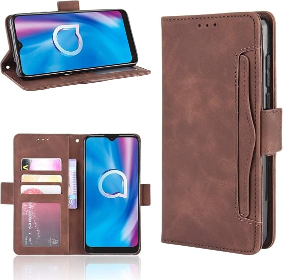 Case for Alcatel 1s 2020 Case Cover,Case for Alcatel 1s 2020 5028A 5028D 5028Y Case Flip Pu Leather Cover Brown