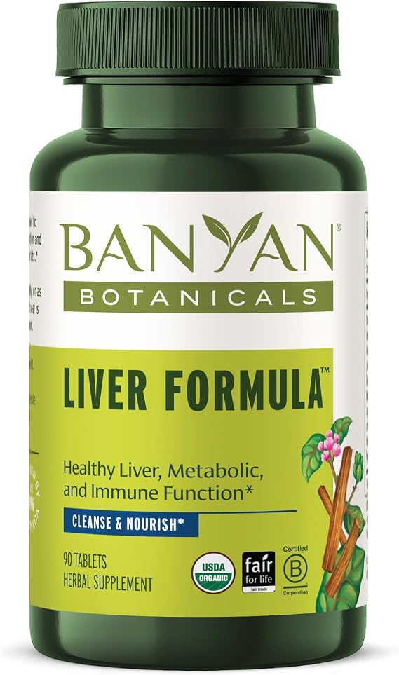 Banyan Botanicals Organic Liver Formula Detox & Gallbladder Support Cooling Bitter Herbs for Bile Production & Systemic Cleansing with Guduchi & Punarnava 90 Tablets USDA Organic