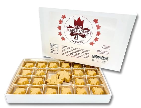 Nova Maple Candy - Pure Maple Syrup Sugar Leaf Candy (8 Ounces)