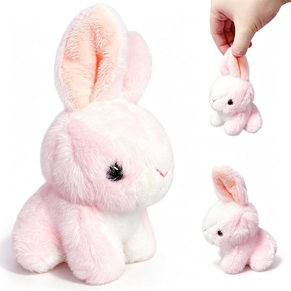 Kawaite Pink Rabbit Stuffed Animals for Girls, Boys and Adults, Mini Animals Plush Toys Key Chains, Cute Bunny Plushies, Soft Bunny Stuffed Animals for Easter Basket Stuffers