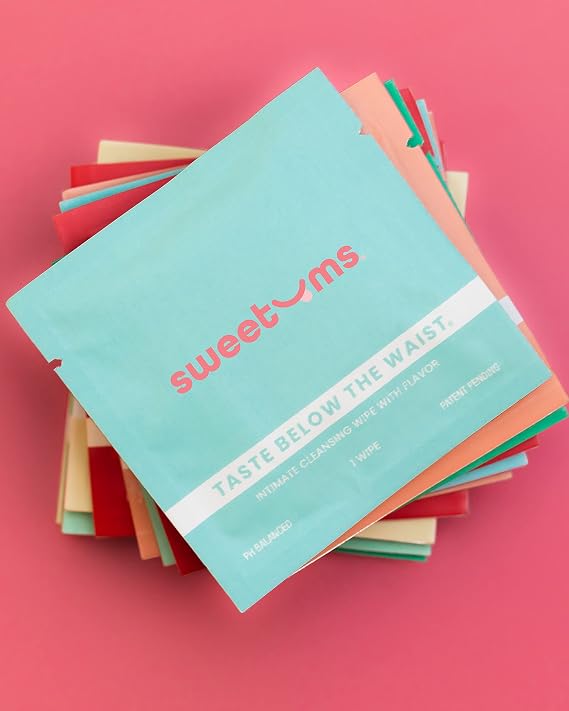 Sweetums Sample Size Feminine Wipes For Women, pH Balanced Biodegradable Flavored Intimate Wipes - Pack of 12