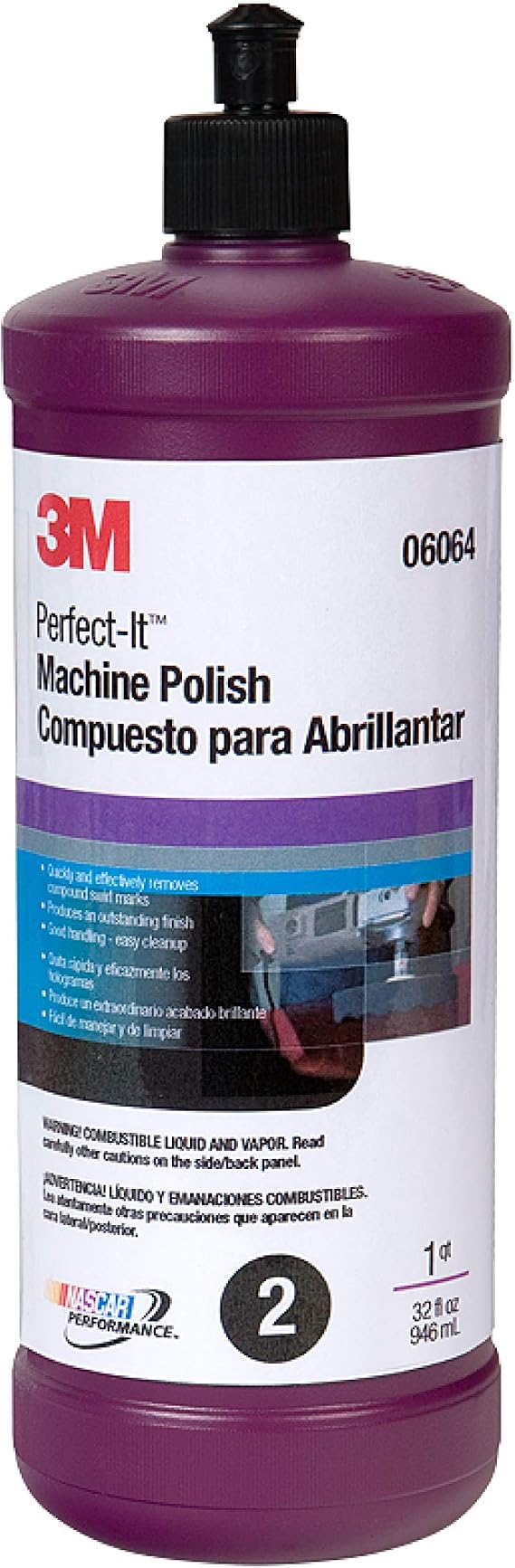 3M Perfect-It Machine Polish (06064) For Paint and Gelcoat on Cars, Boats, Trucks and RVs 8 ounces, White