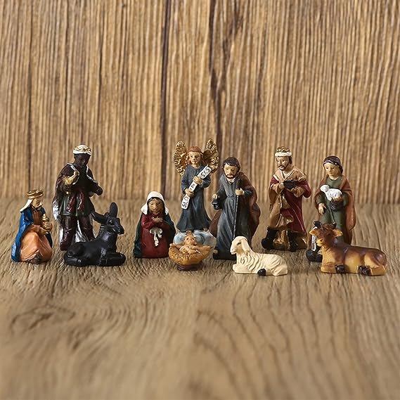 Nativity Sets for Christmas Indoor Nativity Scene Figurines Holiday Collection Resin (C)