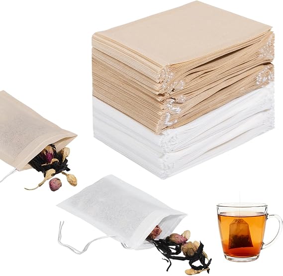 200PCS Disposable Tea Filter Bags, Carehabi Empty with Drawstring, for Loose, Muslin Bag (6 x 8 cm) (200PCS)