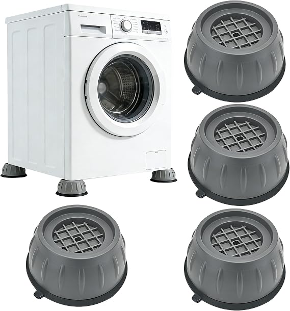 4Pcs Anti Vibration Pads for Washing Machine, Washer Vibration Dampening Pads Reduce Noise & Walking, Shock Absorber Stabilizer Feet with Suction Cup for Dryer and Appliance