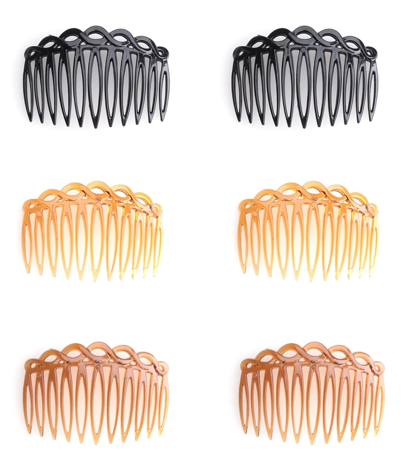 French Hair Side Comb 6 Pcs Chic Elegant Plastic Twist Hair Clip Vintage Flexible Cellulose Non Slip Styling Combs for Women Girls Fine Hair Accessories Parties Bridal Wedding Veil Supplies