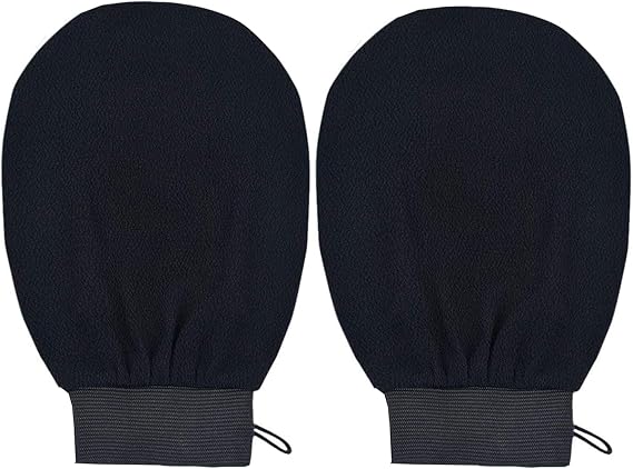 Exfoliating Mitt Exfoliating Glove Scrubbing Mitt Deep Exfoliating Mitts Exfoliator Gloves Remover Cleansing Gloves for Bath Shower Spa Brush BLACK 2pack