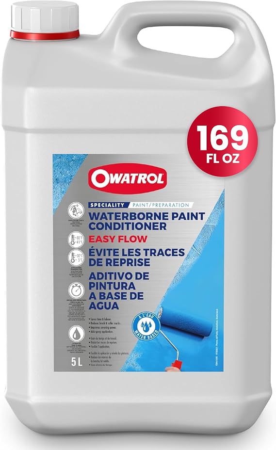 OWATROL Easy Flow Paint 169 Oz - Additive Premium, Medium for Acrylic Paint Pouring Art, Water-Based Acrylic Paint Conditioner to Eliminate Brush and Roller Marks