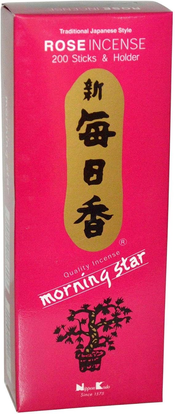 Nippon Kodo, Morning Star, Rose Incense, 200 Sticks & Holder