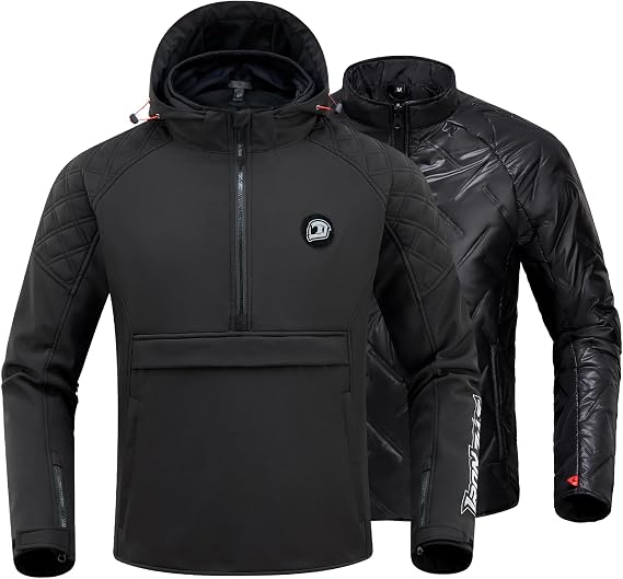IRON JIA'S Motorcycle Jacket for Men, CE Certified 3-in-1 Riding Hoodie