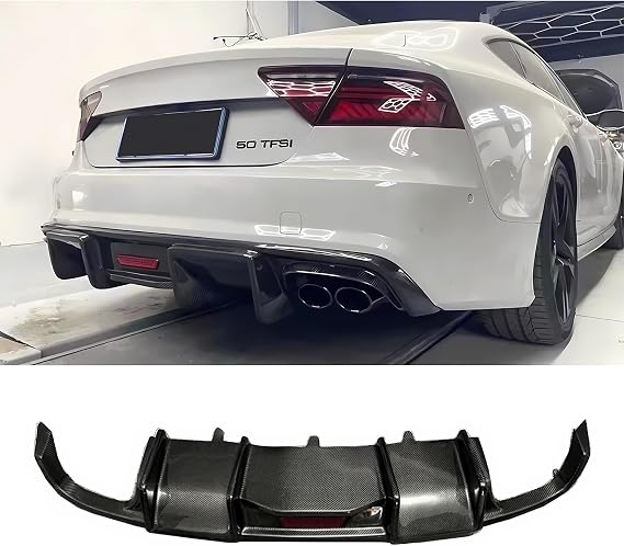 Car Bumper Diffuser,Carbon Fiber Rear Diffuser,Bumper Diffuser Sports Kit,Compatible for Audi A7/S7 2009-2015,2016-2018,2019-2022(09-15A7/S7)