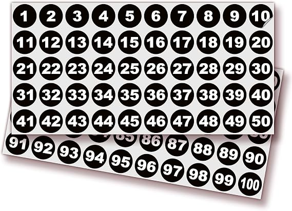 iSYFIX Black Consecutive Number Stickers, 1 to 100, 1 Inch, 1 Set | Vinyl Self Adhesive Decal, for Inventory, Storage, Organizing, Boxes, Bins, Toolbox, Lockers, Indoor & Outdoor