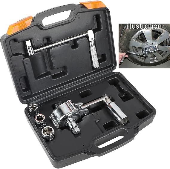 Autory Torque Multiplier Wrench 1/2 Drive, Torsion Torque Multiplier Wrench 3200N.M Lug Nut Remover 16 Times Trans-Speed Labor Saving with 3 Free Socket Lug