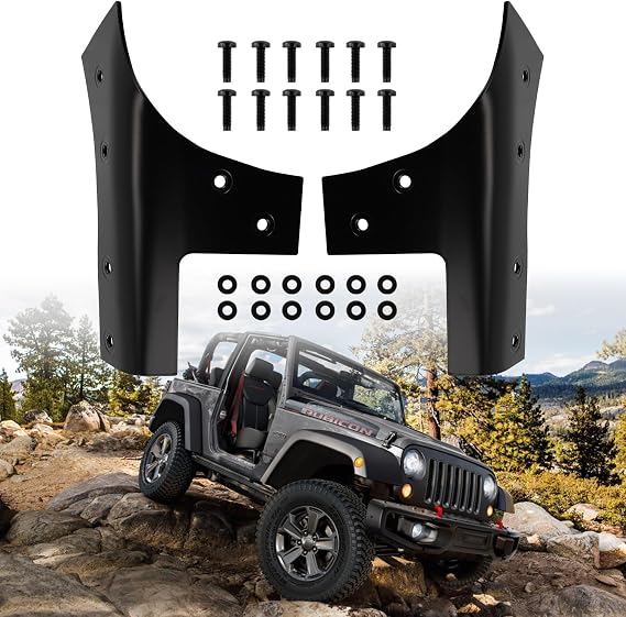 Black Windshield Hinge Kit fits for 2007-2018 Jeep Wrangler JK,Replaces Rugged Ridge 11209.03