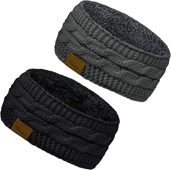 YSense Winter Headbands for Women, Ear Warmer Headband Womens Cable Knit Fleece Lined Ear Warmers Stocking Stuffers Gifts