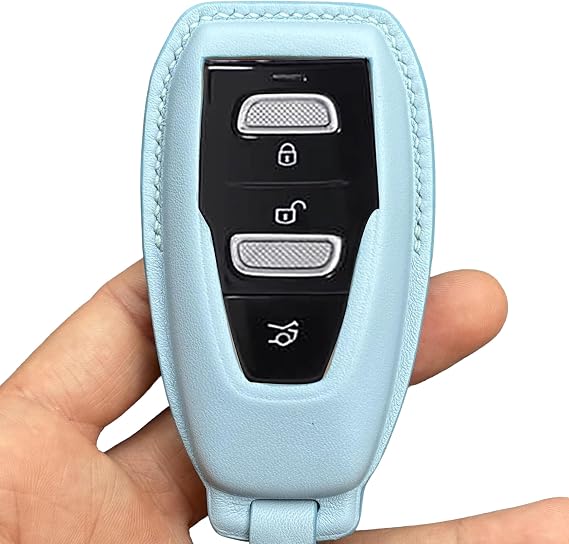 XILA Leather Key Fob Cover Compatible with Aston Martin DBX, DB9, DB11, Vantage Custom Key Case for Keyless Entry Remotes Premium Aston Martin Accessories (Turquoise)
