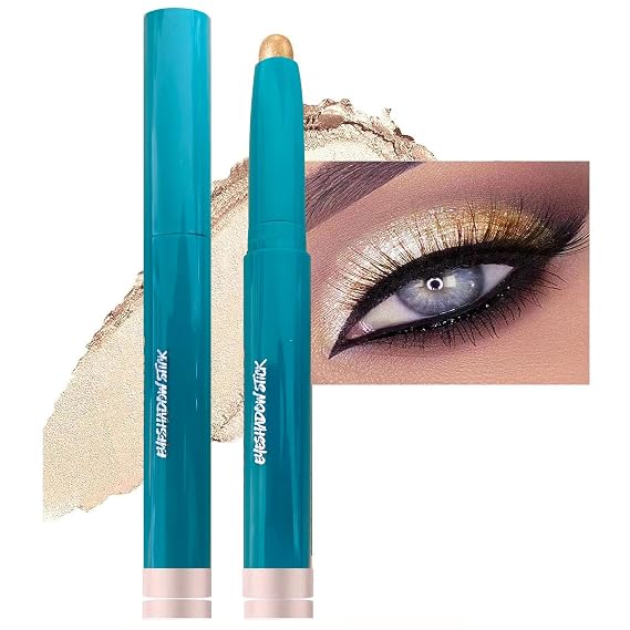 Eyeshadow Stick, Cream Shimmer Glitter Eye Brightener Stick Waterproof Long Lasting Smooth Eyeliner Pencil Highlighter Makeup, Champagne Shimmer # 02