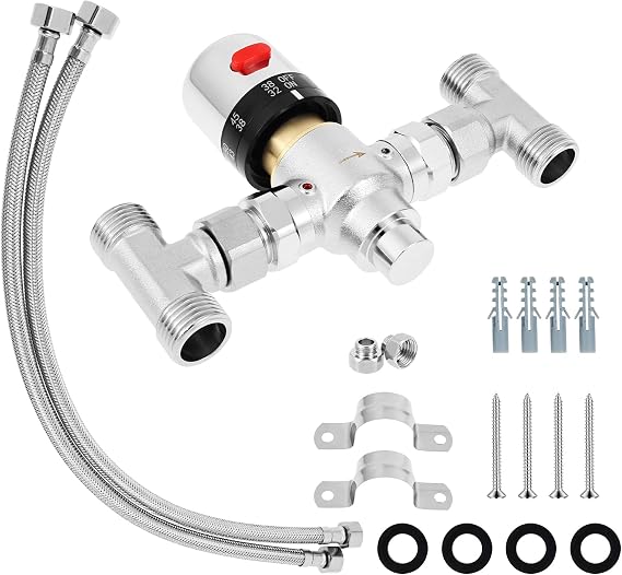 Adjustable Temperature Sensor Valve Kit for Instant Hot Water Recirculating System 304 Stainless Steel Bypass Sensor Valve Replacements