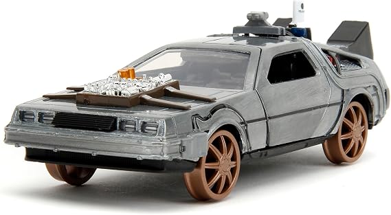 Jada Back to The Future Part III 1:32 Time Machine Rail Wheels Die-Cast Car, Toys for Kids and Adults