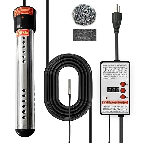 Immersion Water Heater 1500W, 304 Stainless Steel Water Heater for Home
