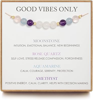 Moonstone Bracelets, New Beginnings Gifts for Women, Good Vibes Only Bracelet, Manifestation Gifts, Protection Gift, Positive Energy, Manifest Positivity, Happiness Bracelet Gift for Her