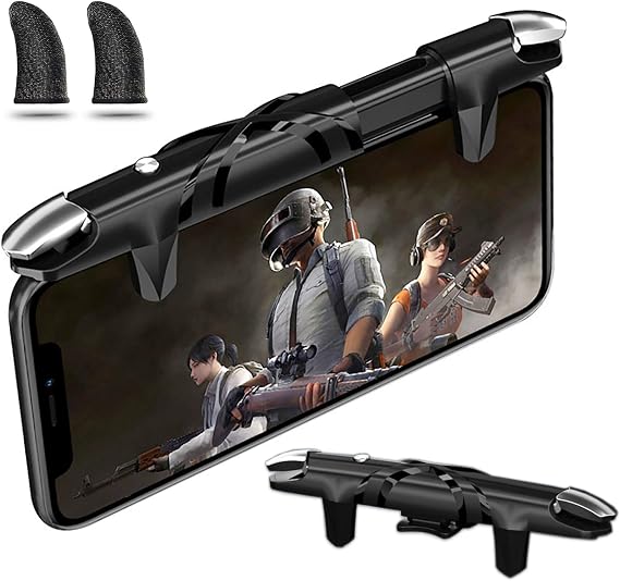 AIYUJIWU 荒野行動 PUBG Mobile スマホ コントローラー codモバイル フォートナイト 最新型 スマホゲーム パッド クリック感 高感度 ジョイスティック 射撃ボタン 高速反応 左右兼用 連続射撃 電源ボタンと干渉しない 無段階調整 ケース対応 iphone/Sharp/Samsung/Xperia/Android 各種ゲーム対応可能