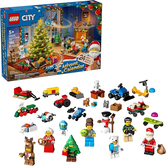 LEGO City Advent Calendar 2025 Kids Toy - Holiday Countdown Playset W/Santa & Mrs. Claus Minifigures for Boys & Girls, Ages 5+ 24 Buildable Surprises - Gift Idea for Christmas - 60475